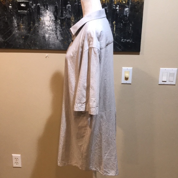 Alfani Beige Button Front Short Sleeve 100% Cotton Shirt-Size XL - Picture 2 of 5